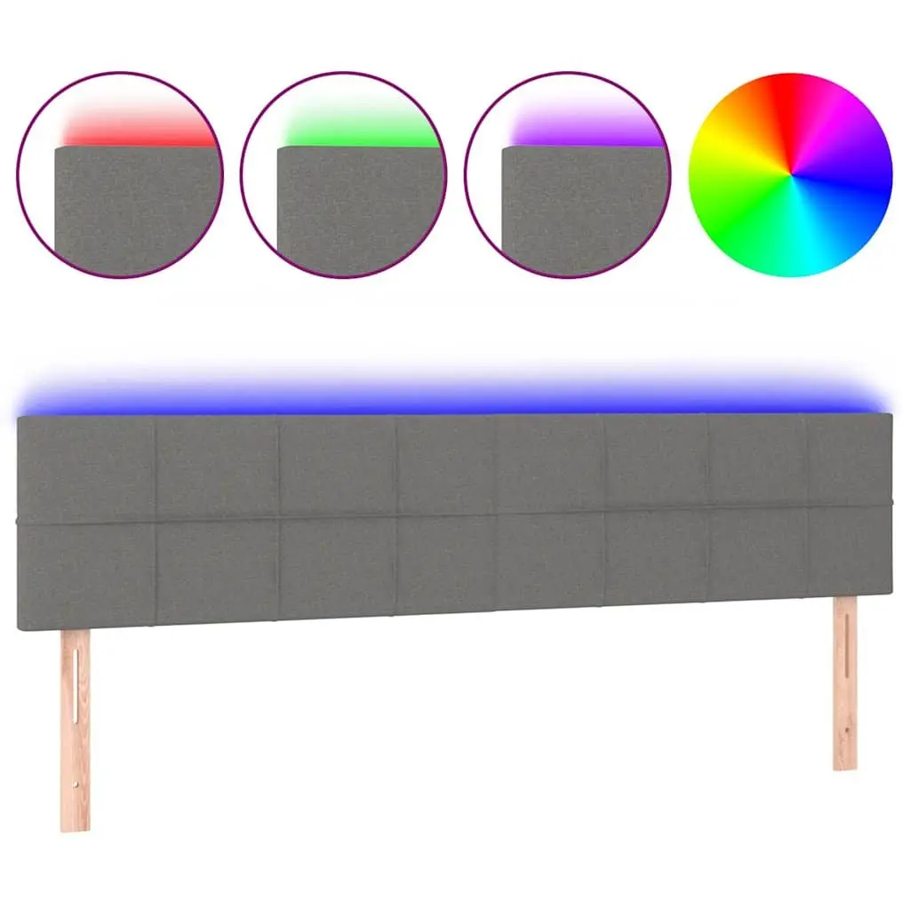 LED Headboard 160cm Grey Fabric Adjustable Height Modern Bedroom Bed Back