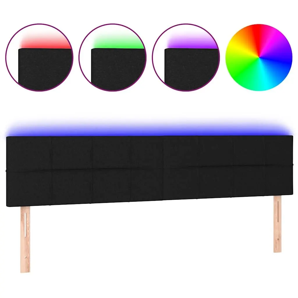 LED Headboard Black Adjustable Height 160cm Fabric Backrest Lighting