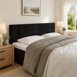 Cozy and Elegant Black Velvet LED Headboard 144cm