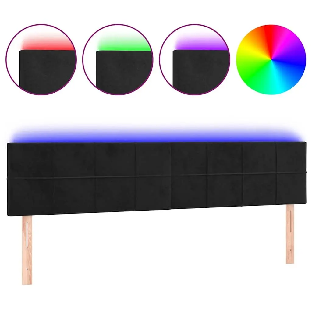 LED Headboard 160cm Black Velvet Bed Back Support Modern Bedroom Upholstered