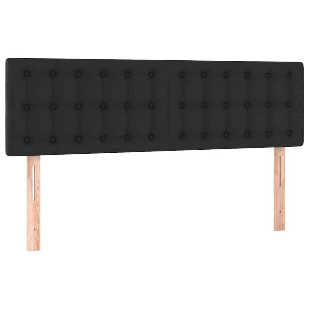 LED Headboard Adjustable Height Back Support Black Faux Leather Modern