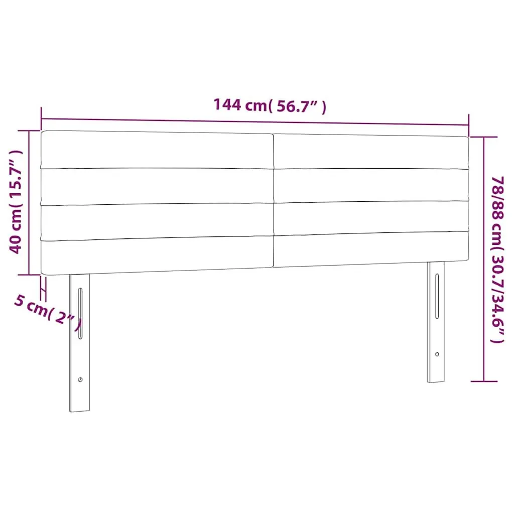 LED Headboard 144cm Dark Grey Fabric Bed Head Adjustable Height Colourful Lights