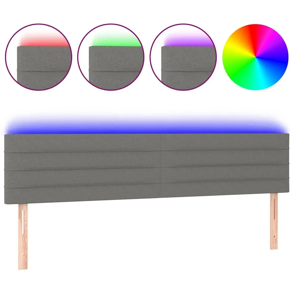 LED Headboard Bedroom Backrest 200cm Dark Grey Fabric