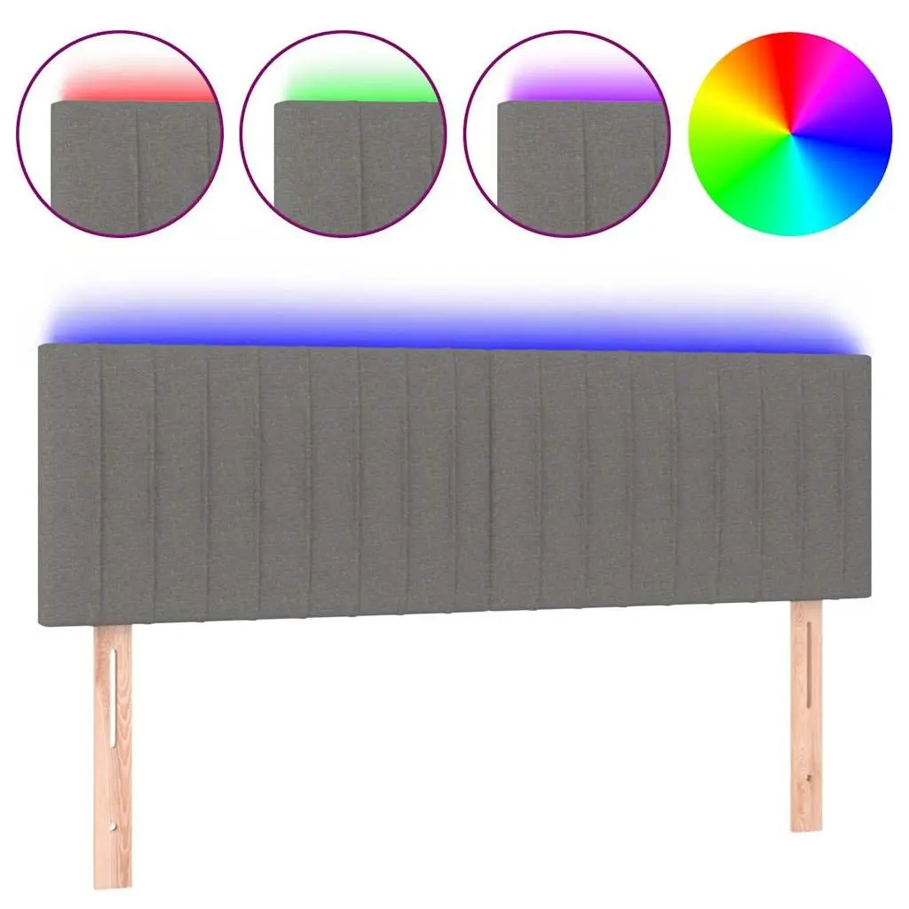 LED Headboard 144cm in Dark Grey Fabric