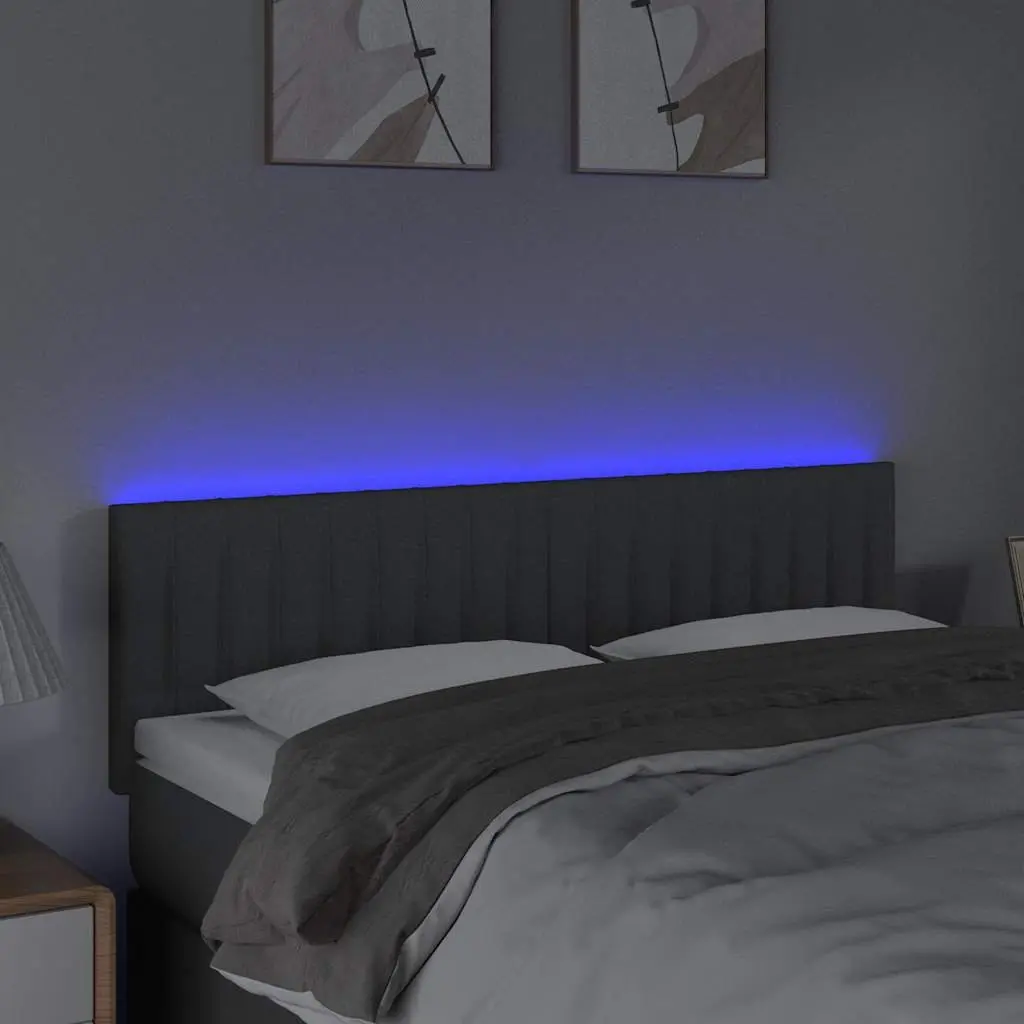 LED Headboard 144cm in Dark Grey Fabric