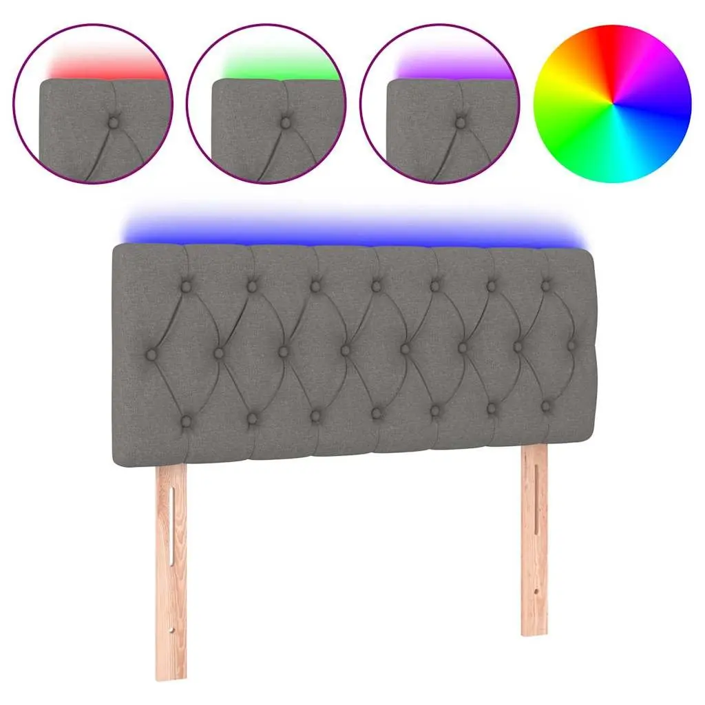 LED Headboard 100cm Dark Grey Fabric Adjustable Height Modern Bedroom