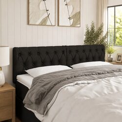 LED Headboard Black 144x7x78/88 cm Fabric Bedroom Adjustable Height Modern Touch