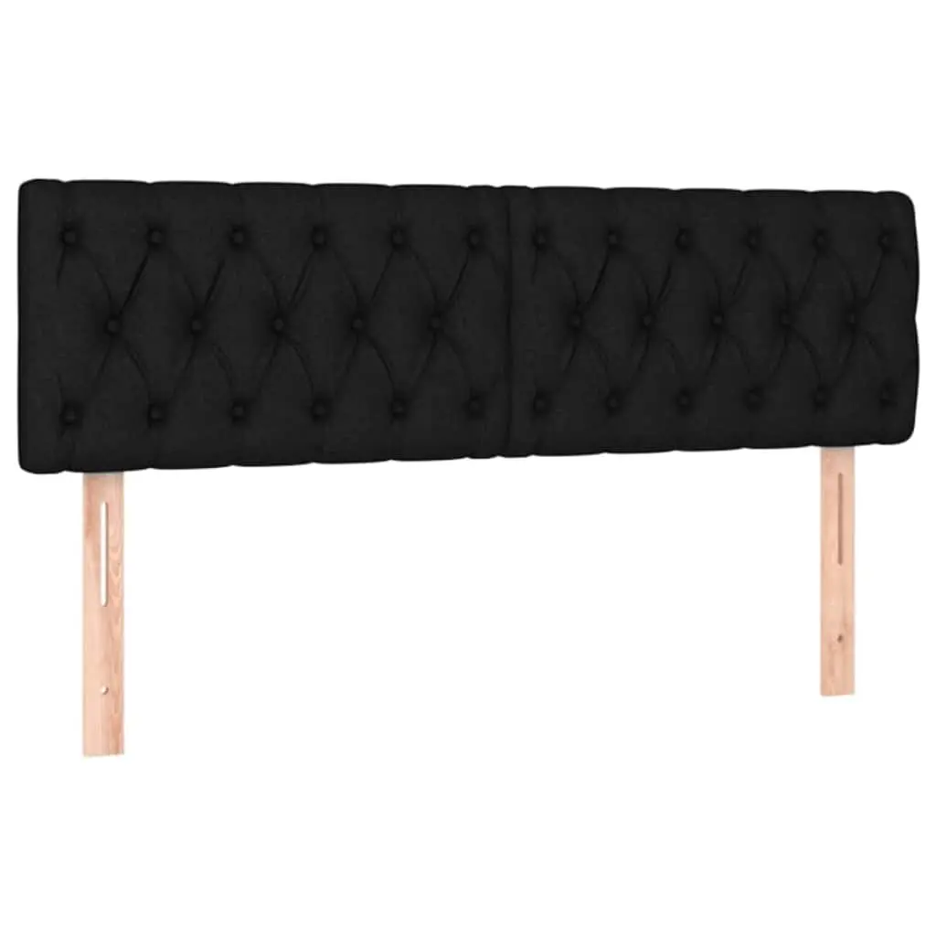 LED Headboard Adjustable Height Black 144x7x78/88 cm Fabric Modern Bedroom