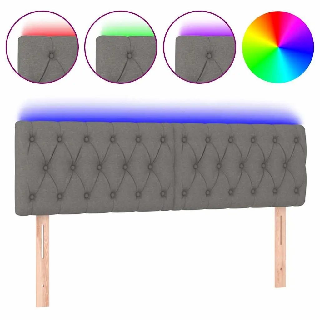 LED Headboard 160 cm Grey Fabric Adjustable Height Bed Back Support Modern