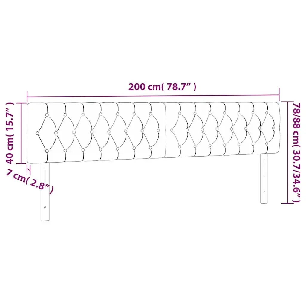 LED Headboard 200cm Grey Fabric Bedroom Wall Mount Modern Adjustable Height