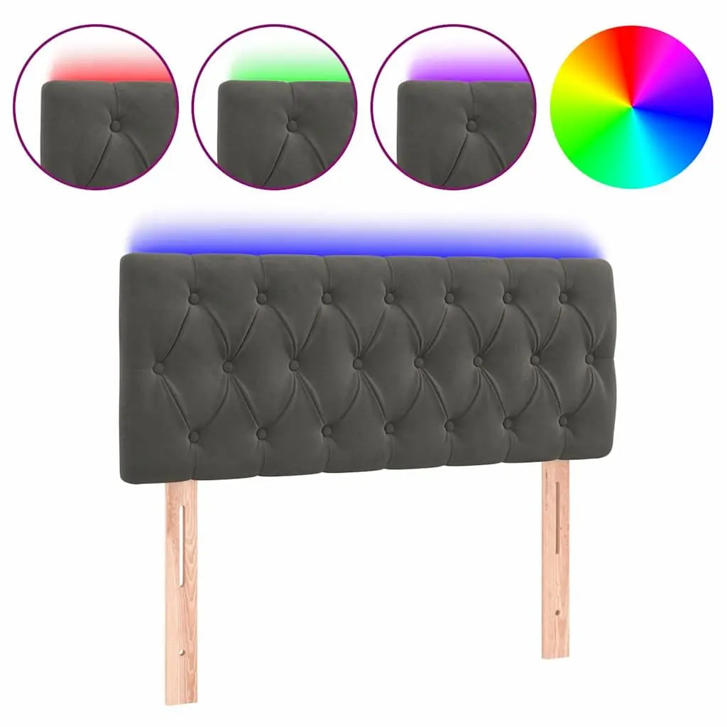 LED Headboard Adjustable Backrest 100cm Grey Velvet