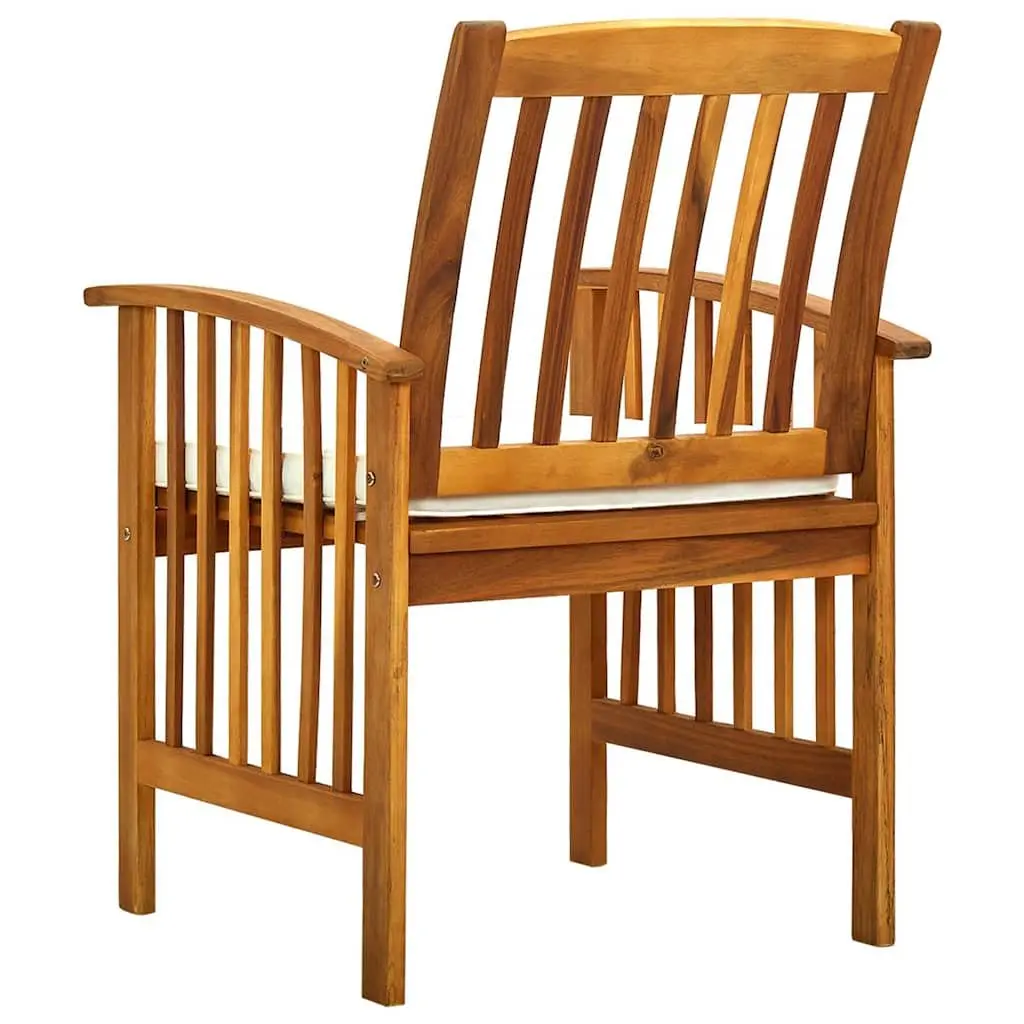 Outdoor Garden Dining Chairs Set 2 pcs with Cushions Wooden Seat Patio Furniture