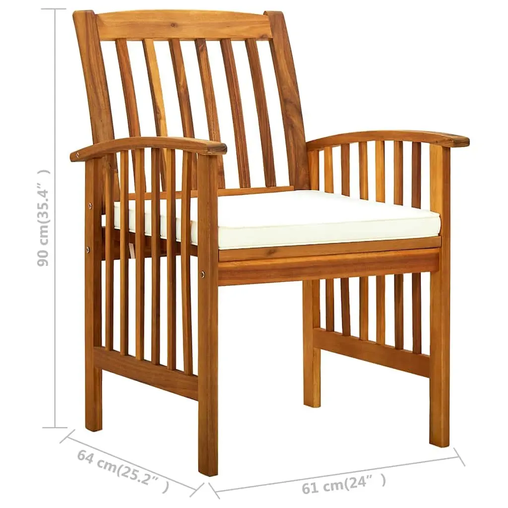 Outdoor Garden Dining Chairs Set 2 pcs with Cushions Wooden Seat Patio Furniture