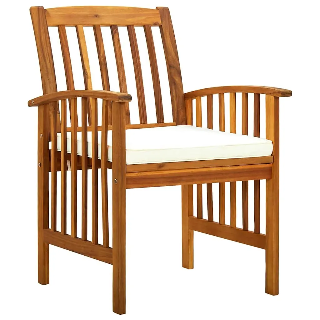 Outdoor Dining Chairs Set 3 pcs Garden Seating Acacia Wood White