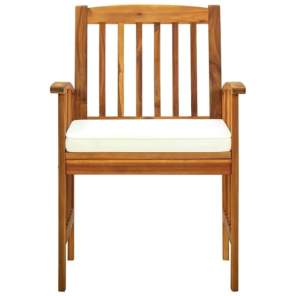 Outdoor Dining Chairs Set 3 pcs Garden Seating Acacia Wood White