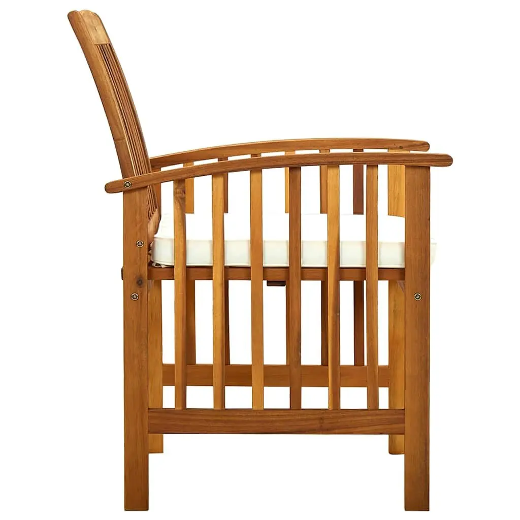 Outdoor Dining Chairs Set 3 pcs Garden Seating Acacia Wood White