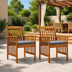 Comfortable Outdoor Dining Chairs in Grey - Set of 2