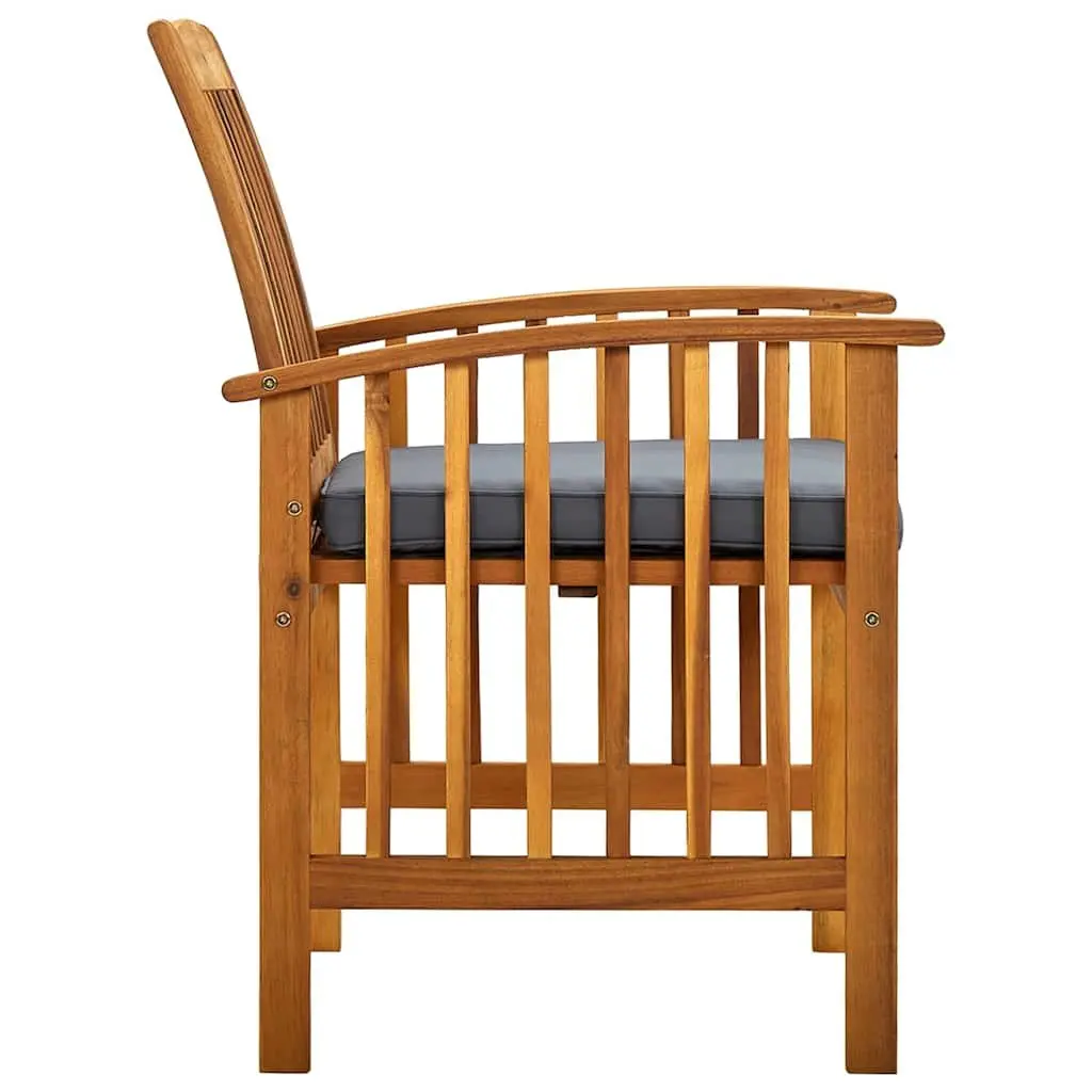 Outdoor Dining Chairs Garden Seating 2 Piece Acacia Wood Grey