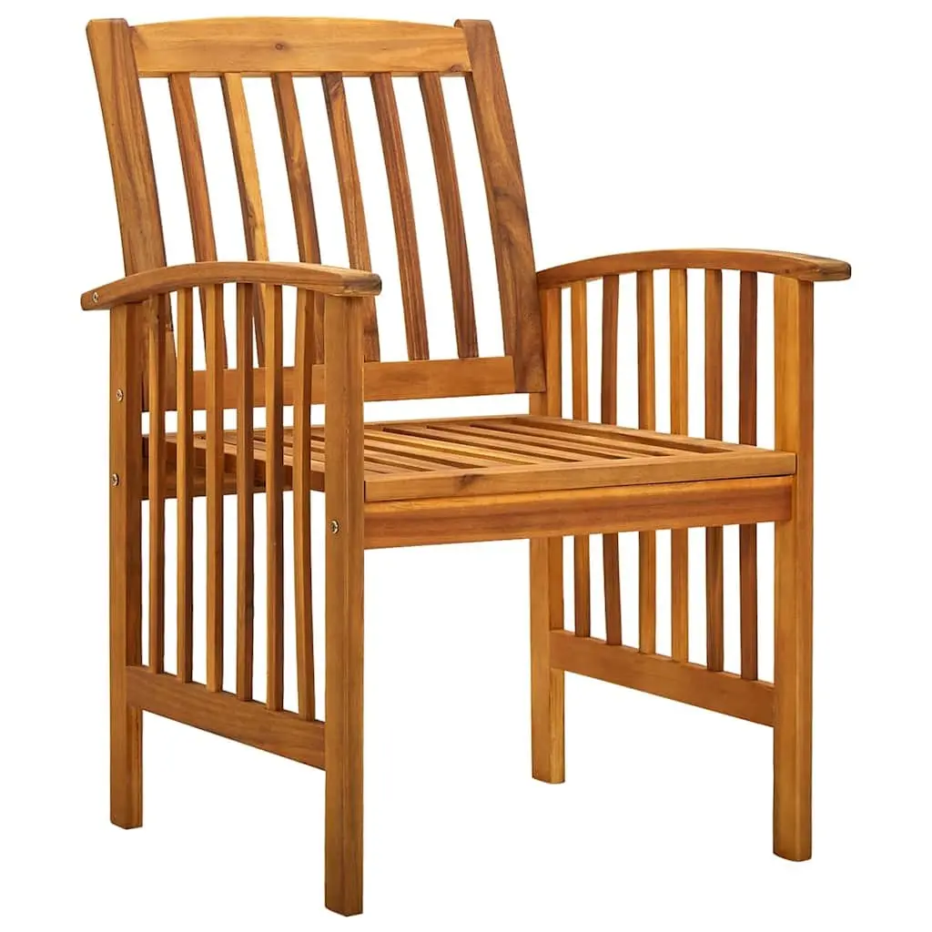 Outdoor Dining Chairs Set of 3 Cushions Solid Acacia Wood Grey