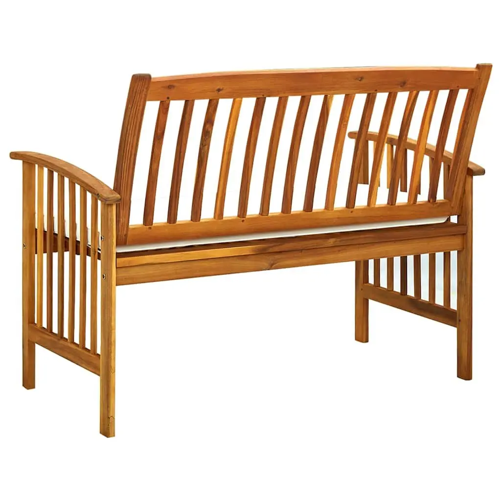 Garden Bench Outdoor Seating 119cm White Acacia with Cushion