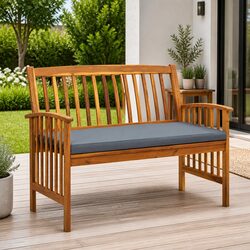 Reliable Outdoor Bench with Cushion - 119 cm Acacia