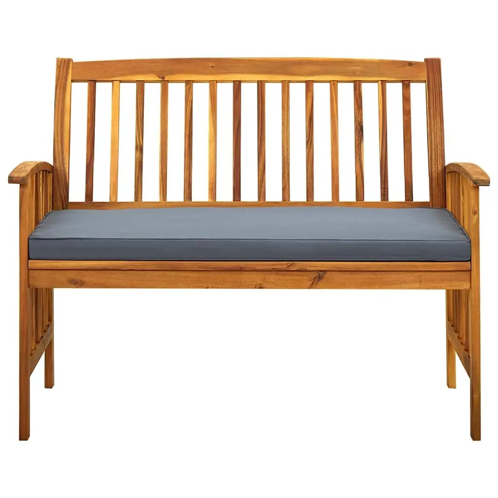 Outdoor Garden Bench 119 cm Patio Seating Acacia Wood Grey with Cushion