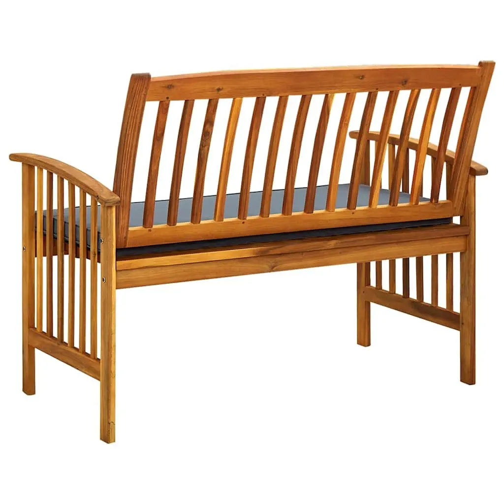 Outdoor Garden Bench 119 cm Patio Seating Acacia Wood Grey with Cushion