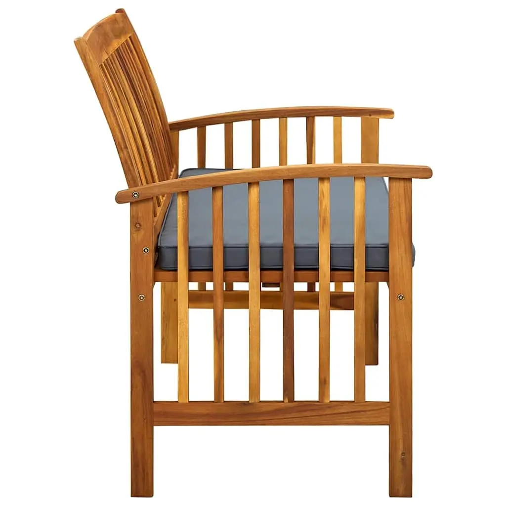 Outdoor Garden Bench 119 cm Patio Seating Acacia Wood Grey with Cushion