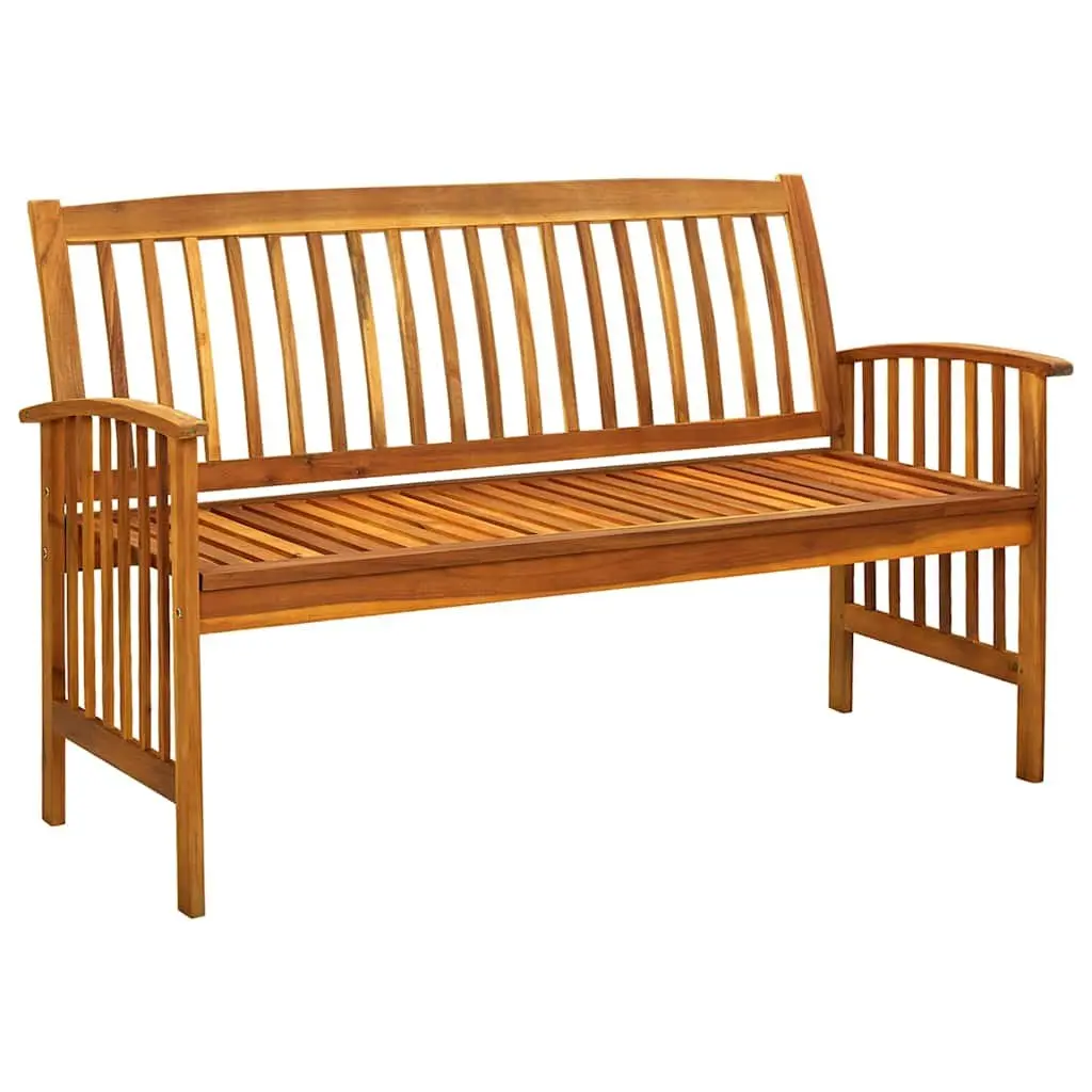 Garden Bench Outdoor Seating 147cm Solid Acacia Wood with Grey Cushion