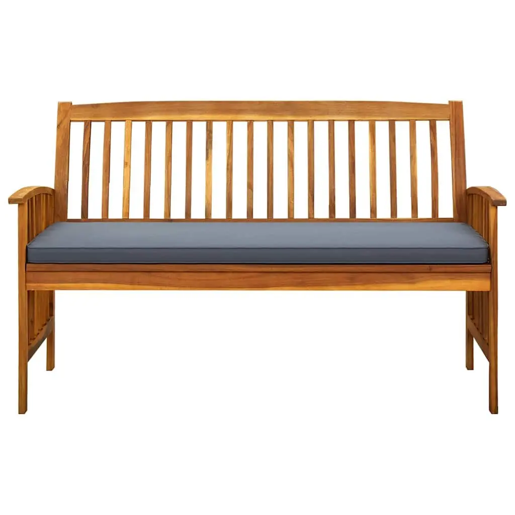 Garden Bench Outdoor Seating 147cm Solid Acacia Wood with Grey Cushion