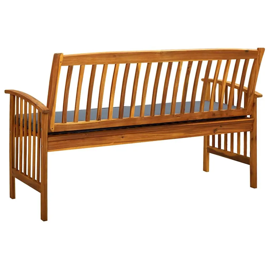 Garden Bench Outdoor Seating 147cm Solid Acacia Wood with Grey Cushion