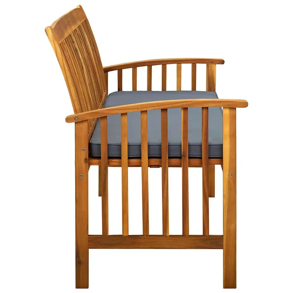 Garden Bench Outdoor Seating 147cm Solid Acacia Wood with Grey Cushion
