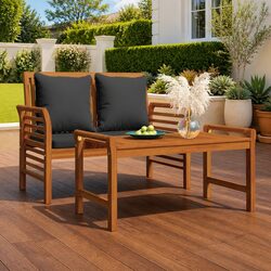 Garden Lounge Set 2 Piece Outdoor Furniture Solid Wood with Cushions Brown