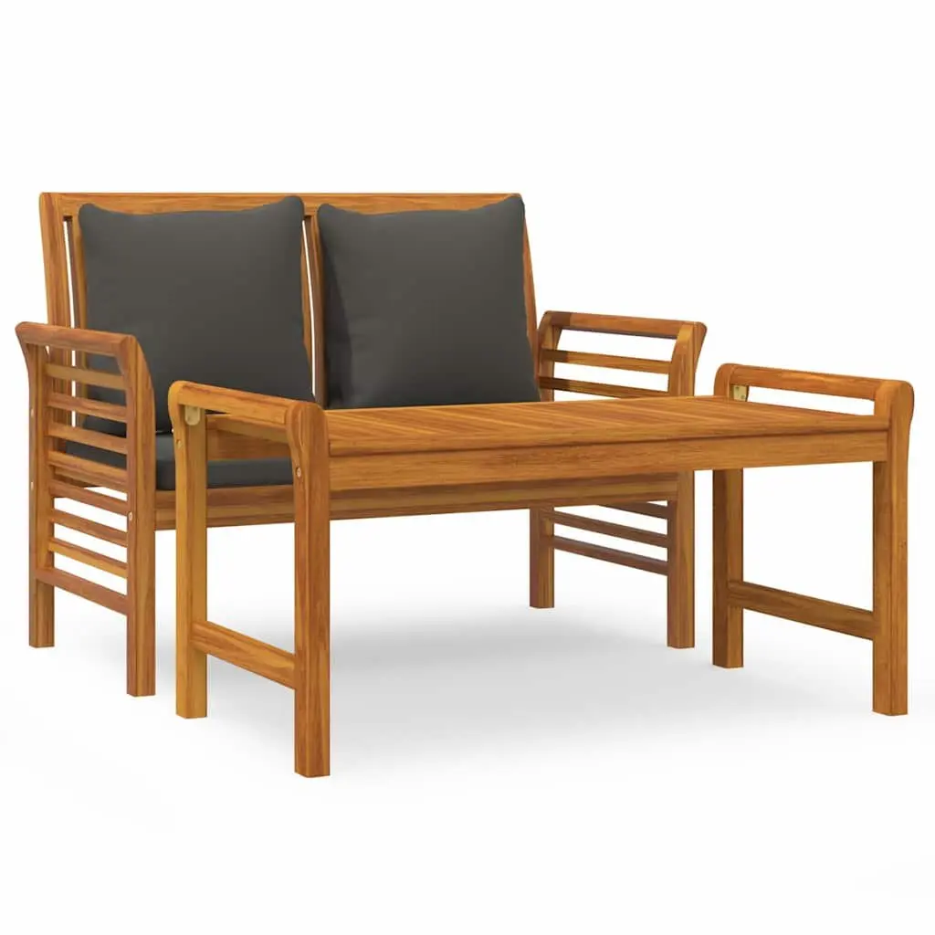 Garden Lounge Set 2 Piece Outdoor Furniture Solid Wood with Cushions Brown