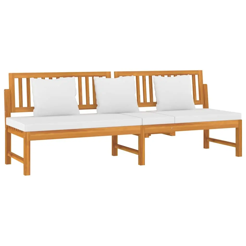 Wooden Day Bed Outdoor Furniture Acacia Sofa Bench 200cm Cream Cushion