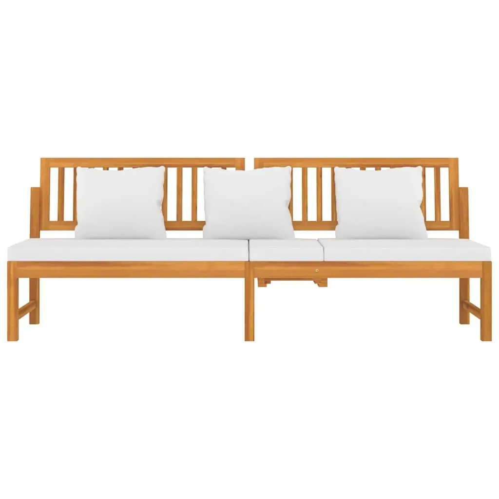 Wooden Day Bed Outdoor Furniture Acacia Sofa Bench 200cm Cream Cushion