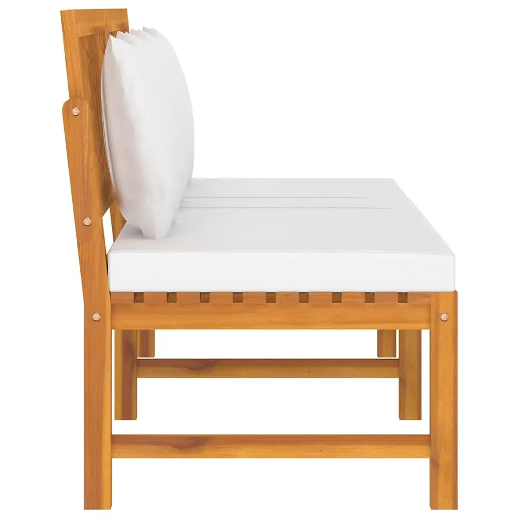 Wooden Day Bed Outdoor Furniture Acacia Sofa Bench 200cm Cream Cushion