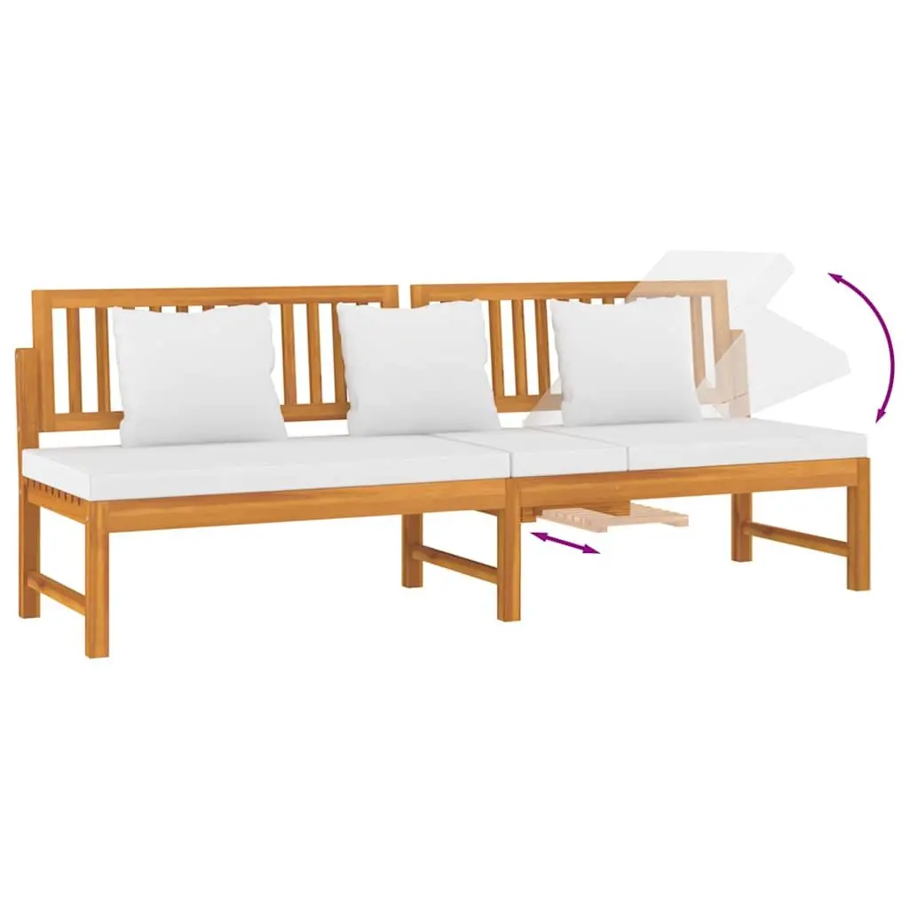 Wooden Day Bed Outdoor Furniture Acacia Sofa Bench 200cm Cream Cushion