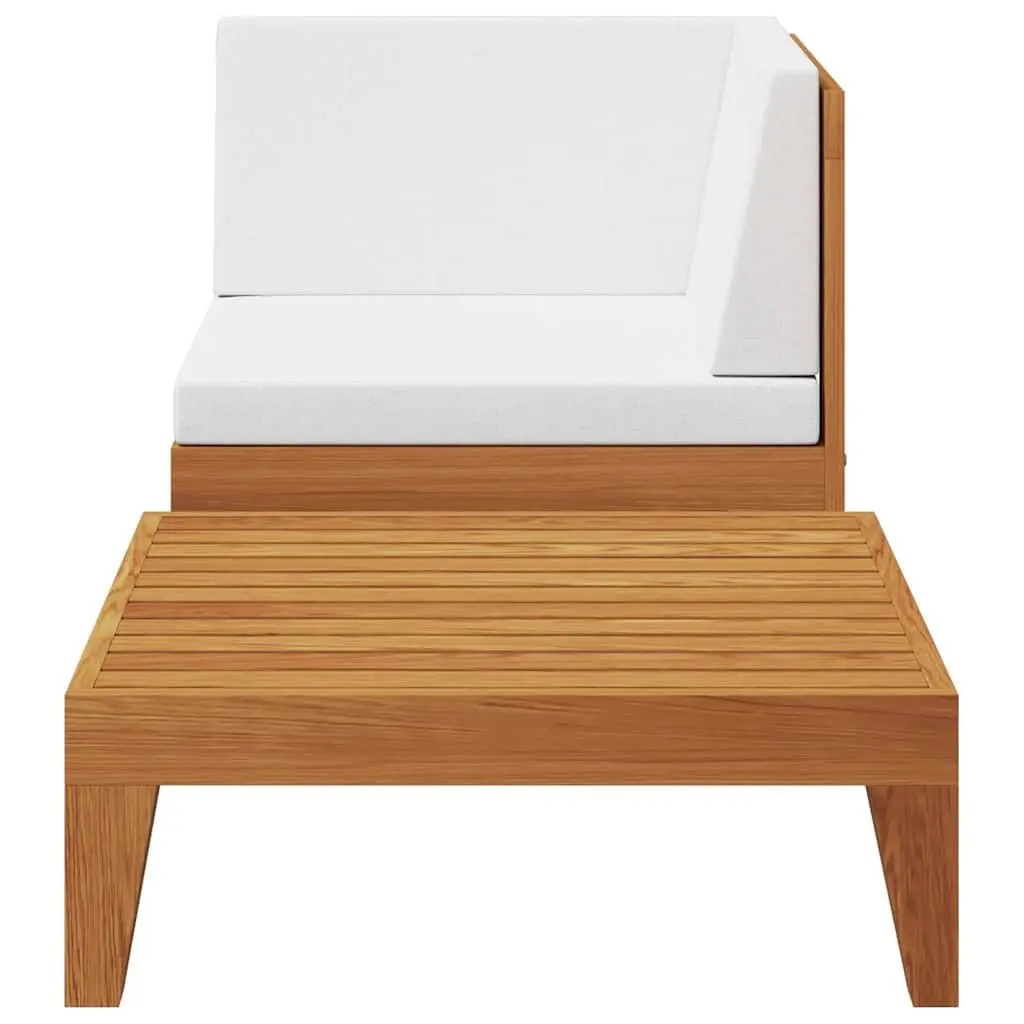2 Piece Garden Lounge Set Outdoor Patio Sofa Acacia Wood White