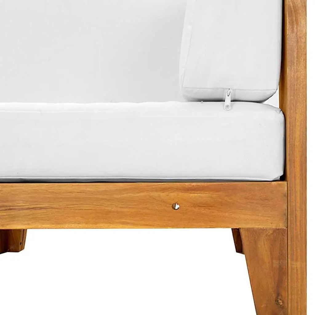 2 Piece Garden Lounge Set Outdoor Patio Sofa Acacia Wood White