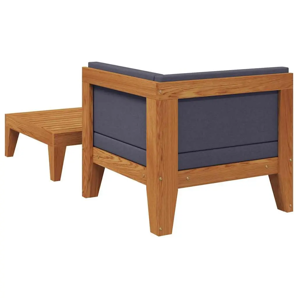 Outdoor Lounge Set 2 Piece Modular Sectional Sofa with Cushions Grey Acacia Wood