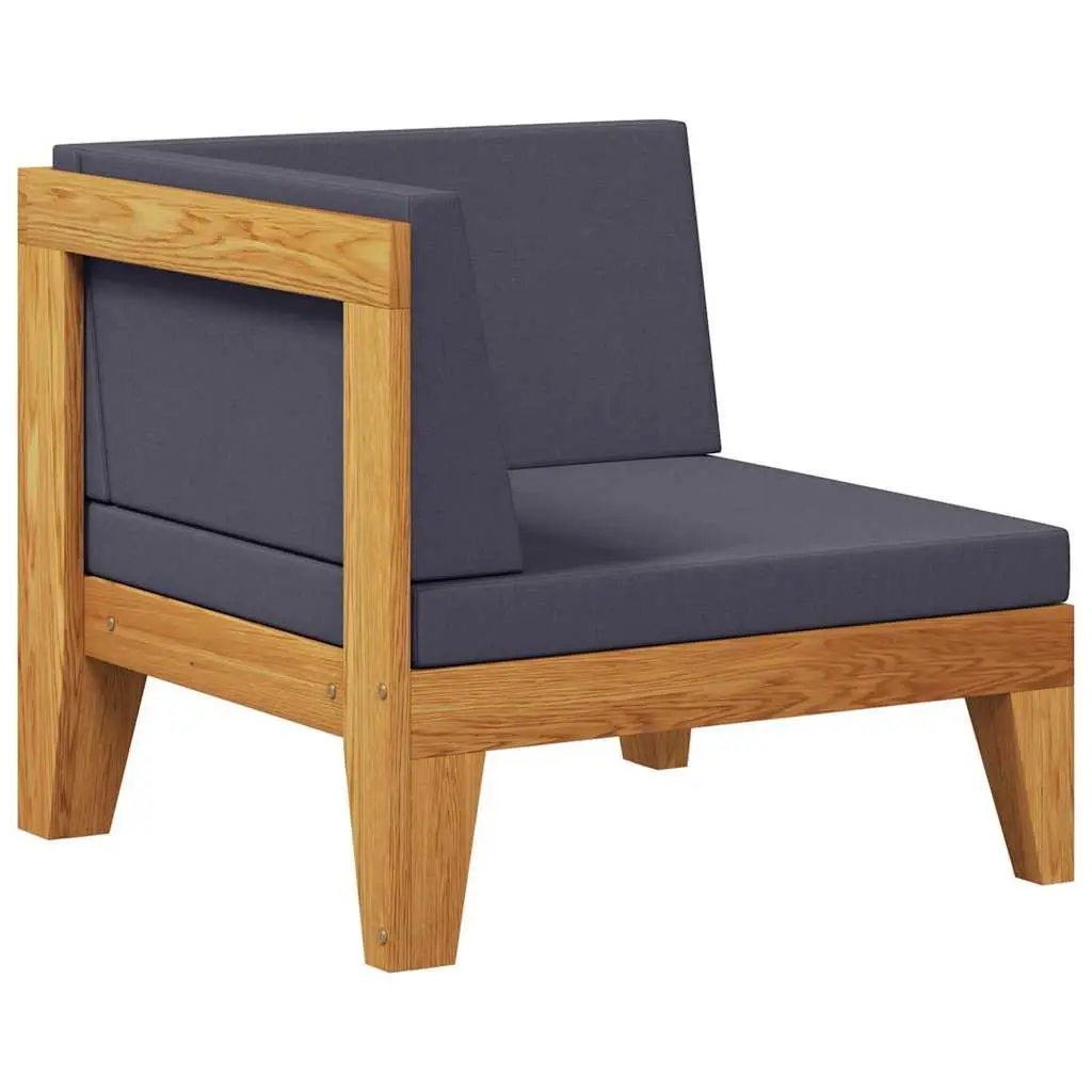 Outdoor Sectional Corner Sofa Grey Cushions Solid Wood Garden Lounge