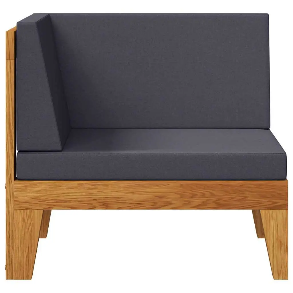 Outdoor Sectional Corner Sofa Grey Cushions Solid Wood Garden Lounge