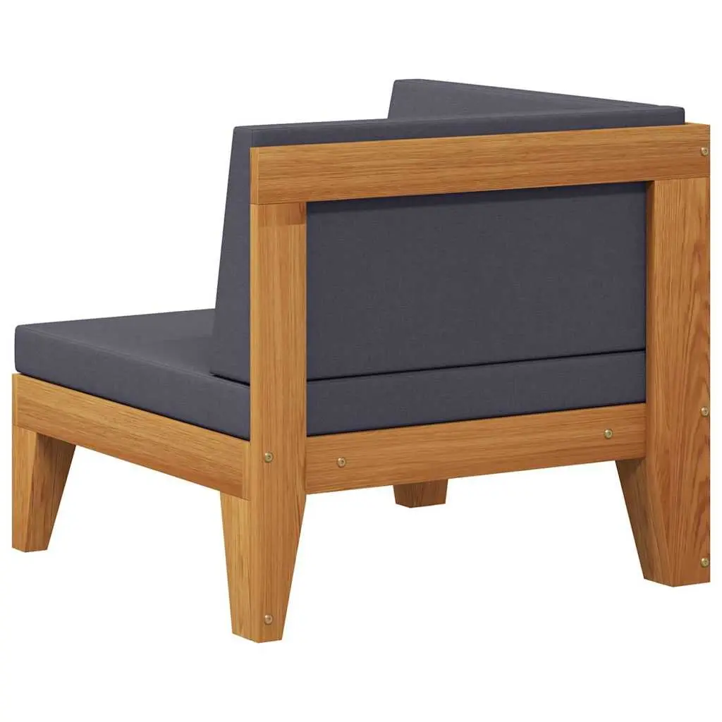 Outdoor Sectional Corner Sofa Grey Cushions Solid Wood Garden Lounge