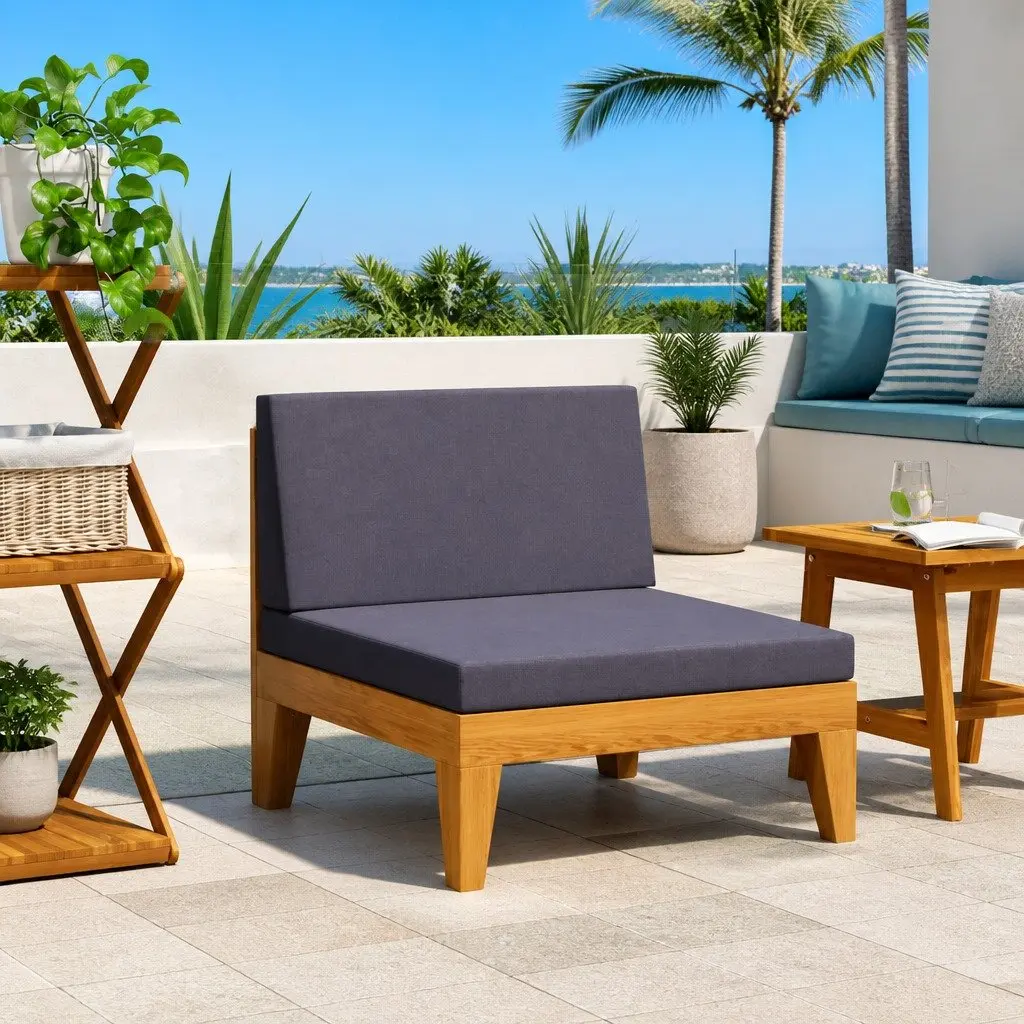 Outdoor Middle Sofa with Grey Cushions