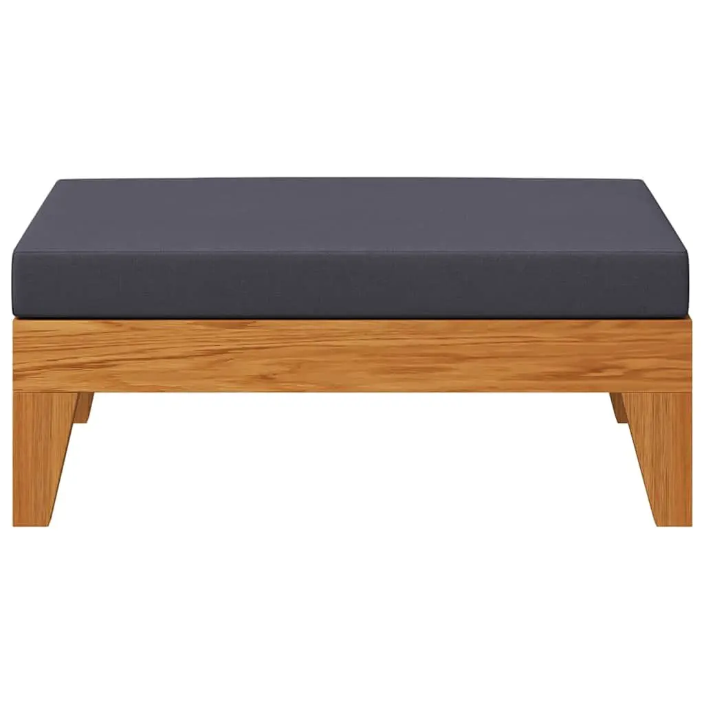Outdoor Footrest Ottoman Acacia Wood Grey Cushion