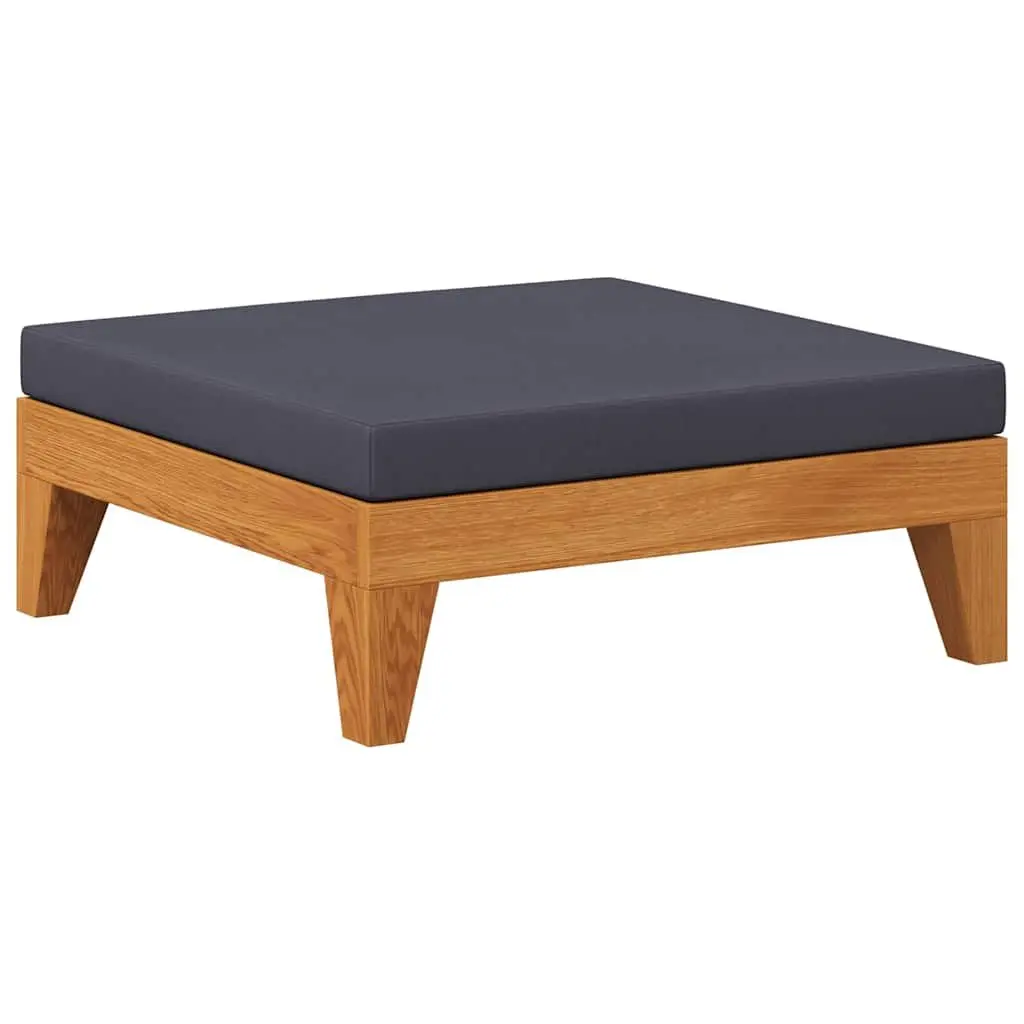 Outdoor Footrest Ottoman Acacia Wood Grey Cushion