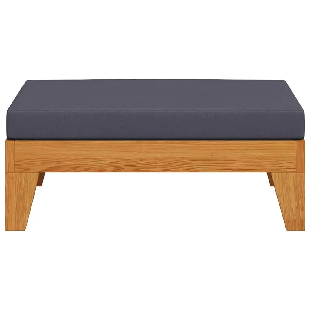 Outdoor Footrest Ottoman Acacia Wood Grey Cushion