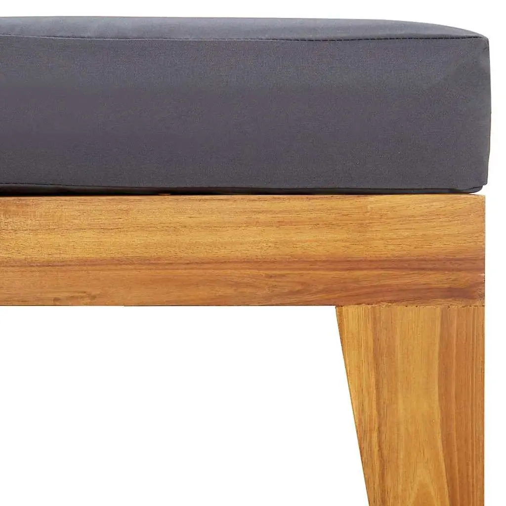 Outdoor Footrest Ottoman Acacia Wood Grey Cushion