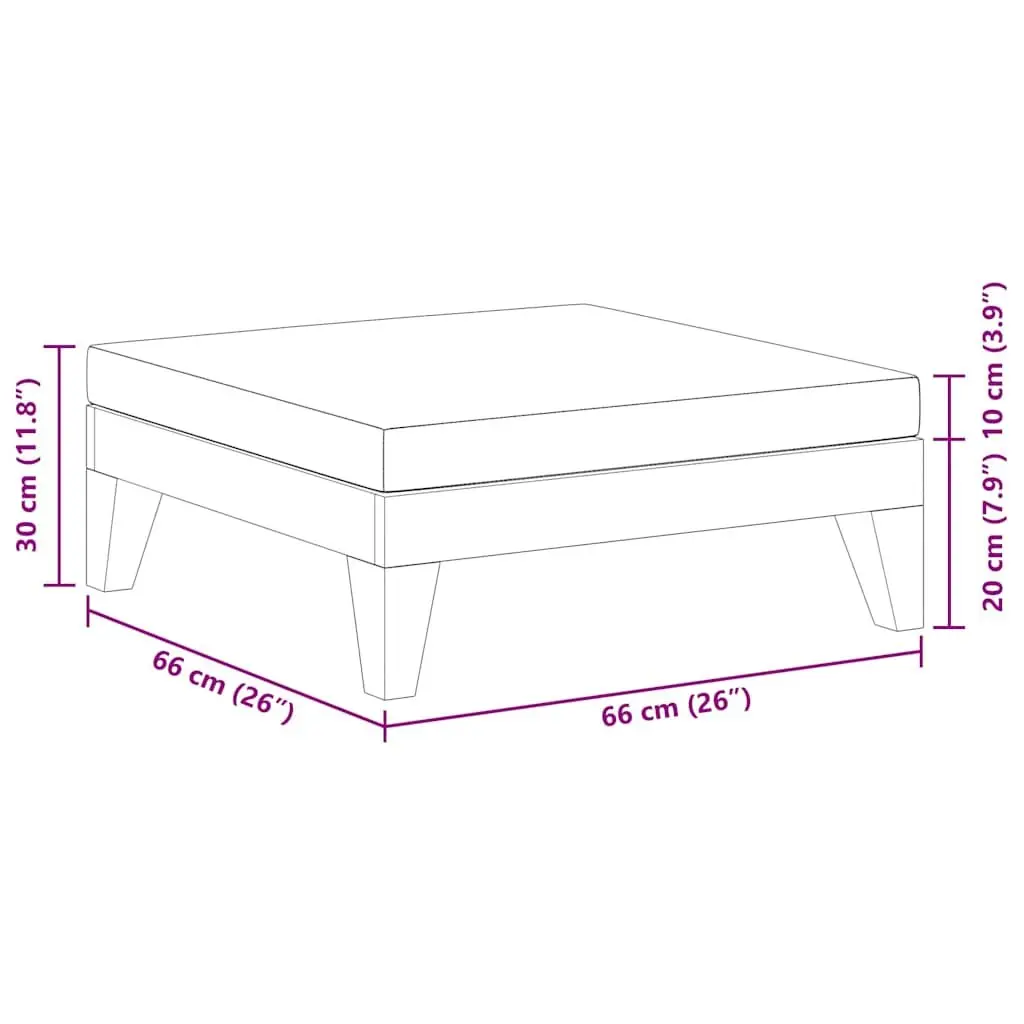 Outdoor Footrest Ottoman Acacia Wood Grey Cushion